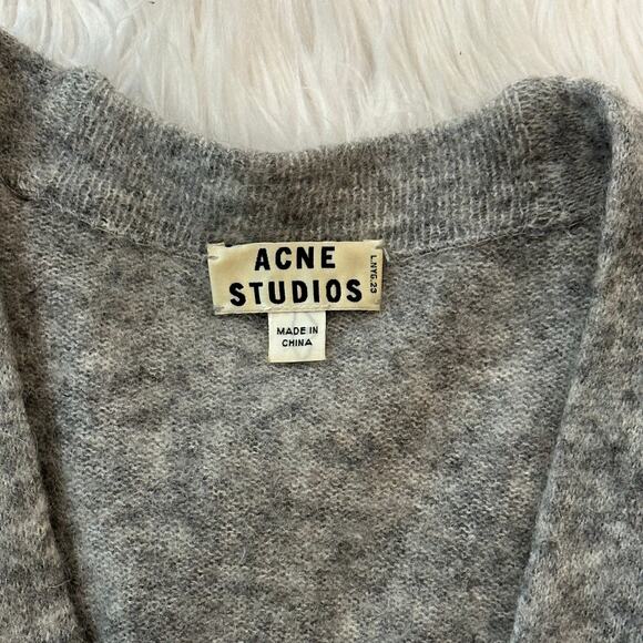 ACNE Studios Raya Mohair Cardigan Wool Blend Open Front Long Duster Sweater Gray - Picture 9 of 14